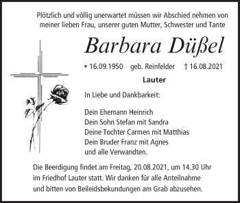 Anzeige von Barbara Düßel von MGO