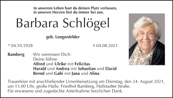 Anzeige von Barbara Schlögel von MGO