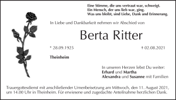Anzeige von Berta Ritter von MGO