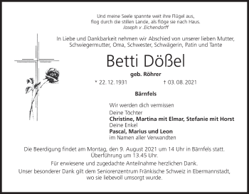 Anzeige von Betti Dößel von MGO