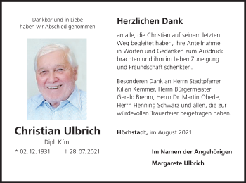 Anzeige von Christian Ulbrich von MGO
