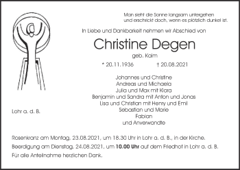 Anzeige von Christine Degen von MGO