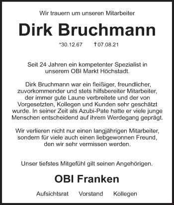 Anzeige von Dirk Bruchmann von MGO