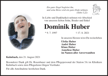 Anzeige von Dominik Huber von MGO