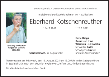 Anzeige von Eberhard Kotschenreuther von MGO