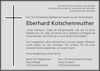 Anzeige von Eberhard Kotschenreuther von MGO