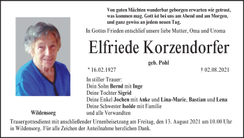 Anzeige von Elfriede Korzendorfer von MGO