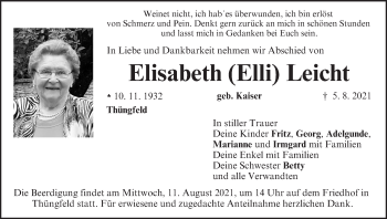 Anzeige von Elisabeth  Leicht von MGO