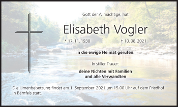 Anzeige von Elisabeth Vogler von MGO