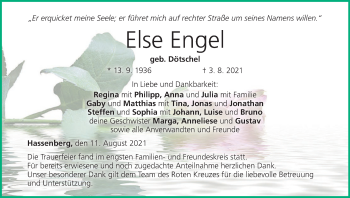 Anzeige von Else Engel von MGO