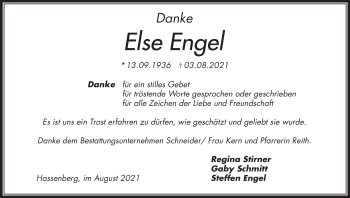 Anzeige von Else Engel von MGO