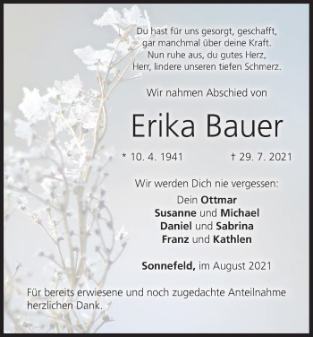 Anzeige von Erika Bauer von MGO