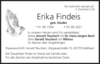 Anzeige von Erika Findeis von MGO