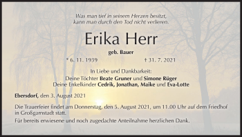 Anzeige von Erika Herr von MGO