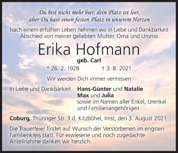 Anzeige von Erika Hofmann von MGO