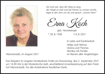 Anzeige von Erna Koch von MGO