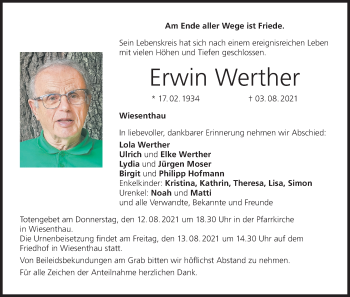 Anzeige von Erwin Werther von MGO