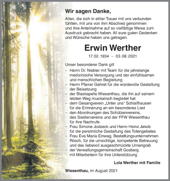 Anzeige von Erwin Werther von MGO