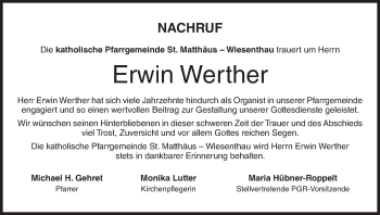 Anzeige von Erwin Werther von MGO