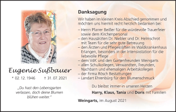 Anzeige von Eugenie Sußbauer von MGO