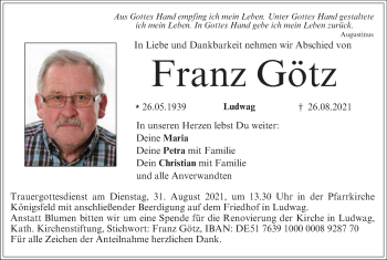 Anzeige von Franz Götz von MGO