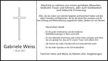 Anzeige von Gabriele Weiss von MGO