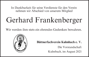 Anzeige von Gerhard Frankenberger von MGO