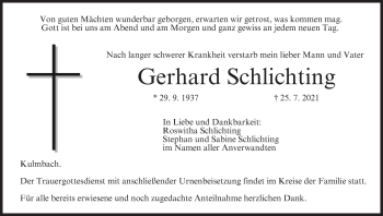 Anzeige von Gerhard Schlichting von MGO