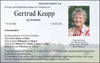 Anzeige von Gertrud Keupp von MGO