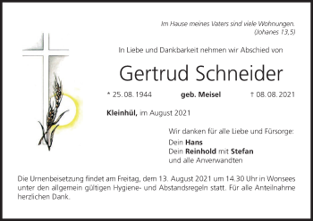 Anzeige von Gertrud Schneider von MGO