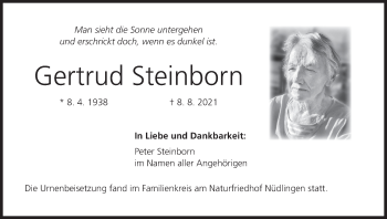 Anzeige von Gertrud Steinborn von MGO