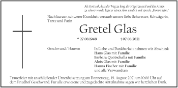 Anzeige von Gretel Glas von MGO