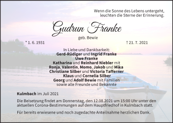Anzeige von Gudrun Franke von MGO