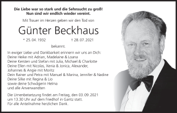 Anzeige von Günter Beckhaus von MGO