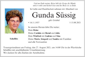 Anzeige von Gunda Süssig von MGO