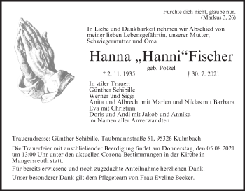 Anzeige von Hanna Fischer von MGO