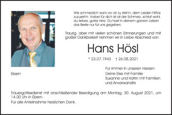 Anzeige von Hans Hösl von MGO