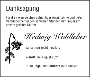 Anzeige von Hedwig Wohlleber von MGO