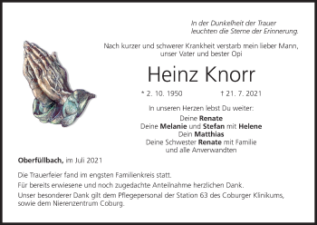Anzeige von Heinz Knorr von MGO