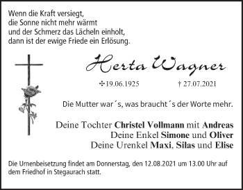 Anzeige von Herta Wagner von MGO