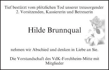 Anzeige von Hilde Brunnqual von MGO