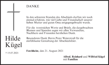 Anzeige von Hilde Kügel von MGO