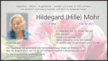 Anzeige von Hildegard  Mohr von MGO