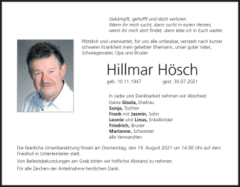 Anzeige von Hillmar Hösch von MGO