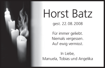 Anzeige von Horst Batz von MGO