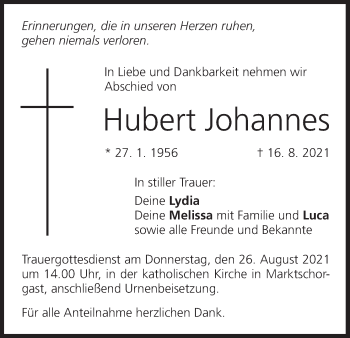 Anzeige von Hubert Johannes von MGO