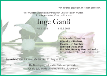 Anzeige von Inge Ganß von MGO