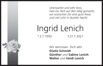 Anzeige von Ingrid Lenich von MGO