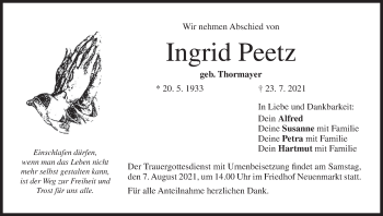 Anzeige von Ingrid Peetz von MGO