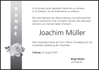 Anzeige von Joachim Müller von MGO